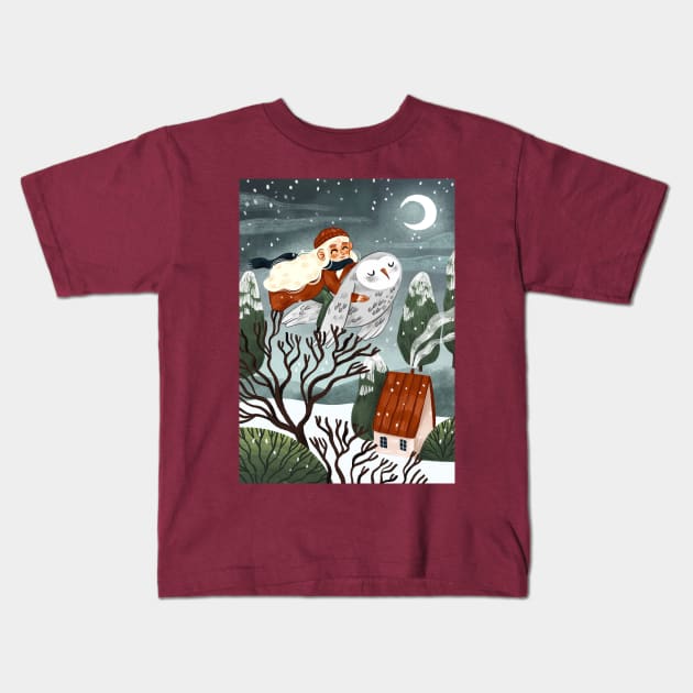 A Wondrous Winter Kids T-Shirt by Iz Ptica